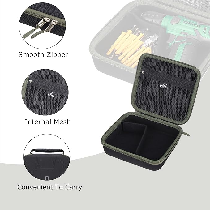 Storage Case for DEKOPRO 8V/COMOWARE/PULITUO/PULITUO Cordless Drill - Drill Bit Set Hard Case, Carrying Case (Box for Sale) (Army Green)