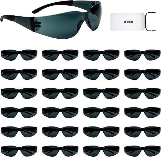 toolant Bulk Clear Safety Glasses with ANSI Z87.1 / UV 400 Standard, Eye Protection for Shooting, Construction and Laboratory