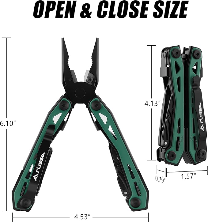 FLISSA 16-in-1 Multi Tool Pliers, Gifts for Men, Stainless Steel EDC Multitool with Pocket Knife, Belt Clip and Oxford Pouch, Self-locking Multipurpose Utility Multi-Tool for Camping Survival Outdoor