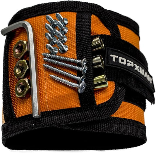 Magnetic Wristband for Tools Holder Wrist Magnets 15 Magnets for Carpenter DIY Handyman Compatible with Screws Nails Drilling Bits Woodworking Tools for Men Gifts for Men