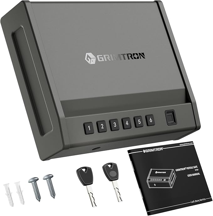 Biometric Gun Safe for Handgun โ Quick Access Pistol Safe with 100 Fingerprints, Backlit Keypad & Backup Keys โ Gun Lock Box for Nightstand, Bedside, Car, Truck & Vehicle Use