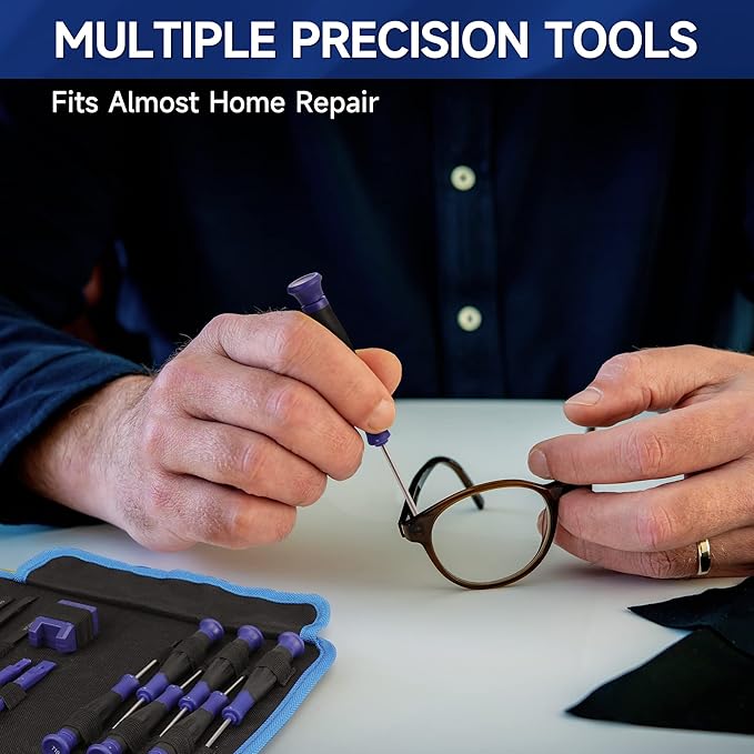 WORKPRO 12 in 1 Torx Screwdriver Set with T3 T4 T5 T6 T8 T10 Security Torx Bit & Tweezers, Precision Magnetic Screwdrivers, Pry Bars, Spudger for Eyeglass, Watch, Computer, Laptop, Phone, with Pouch