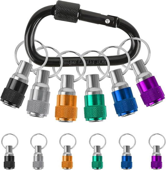 6 Pack Bit Holder Keychain, 1/4 inch Hex Shank Bit Holders, Hex Screwdriver Bits Holder Extension Bar, Quick Release Bit Holder For Nut Driver - Screwdriver & Drill Bits w/Key Chain Carabiner