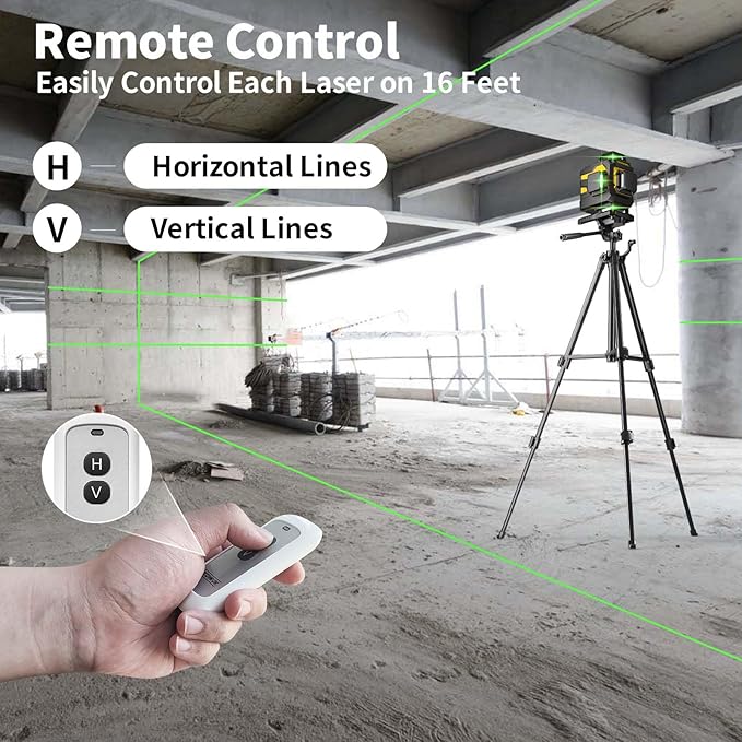 IKOVWUK 4x360° Laser Level Pro Kit, Self-leveling Tool for Construction, Tiling Floor & Picture Hanging, 4D Cross Line Laser Level with Fine-tuning Bracket, 16 Lines Laser level with 2*4000mAh Battery