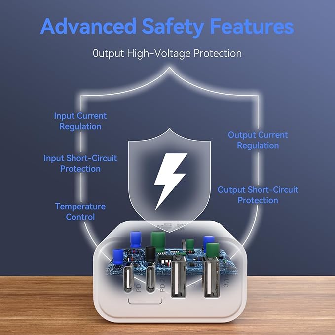 USB C Wall Fast Charger Block, 40W 4-Port Type C Chargers Fast Charging Blocks PD Power Charger Adapter+QC 3.0 USB Multiport Charger Brick for Phone 17/16/15/14/13/12 Pro Max, i-Pad, Galaxy S25-3Pack