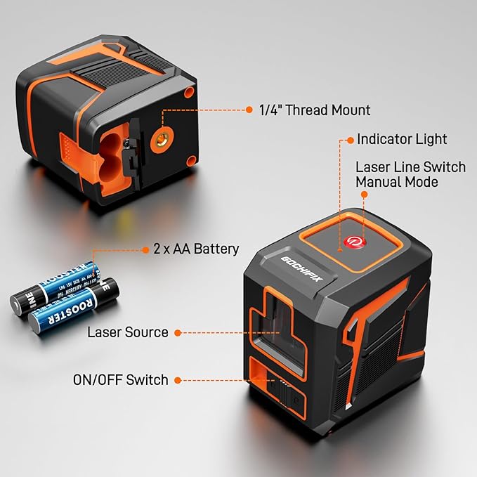 Laser Level with Tripod Self Leveling Cross Line Laser Level 100ft Green Line Leveler Tool with Manual Mode IP54 Waterproof for Picture Hanging, Tile, Construction Indoor Project