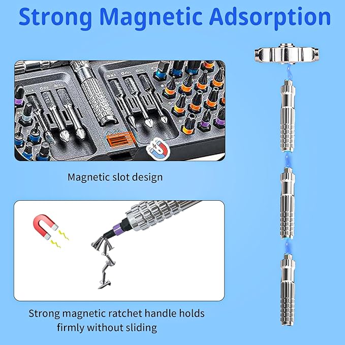 2025 New 42 in 1 Magnetic Screwdriver Set, DIY Ratchet Screwdriver Set with Detachable Handle, Portable Compact Repair Tool Kit for Furniture Laptop Electronicsv Bicycle