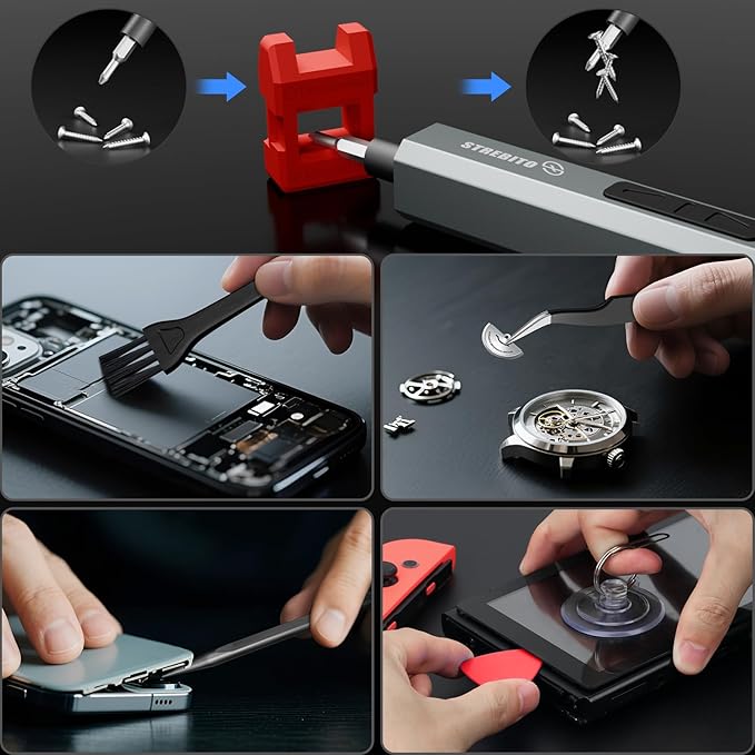 STREBITO 144-Piece Upgraded Electric Screwdriver, Max 0.7 N.m, 120 Magnetic Bits, 5-gear Torque Adjustment, Precision Screwdriver Set, Repair Tool Kit for Tech, Electronics and PC, Gifts for Men