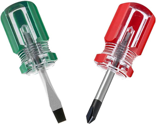 Buspoll Stubby Screwdriver – Compact Short Screwdriver for Tight Spaces, Durable Chrome-Plated Steel Construction, Easy to Use, Versatile Tool.