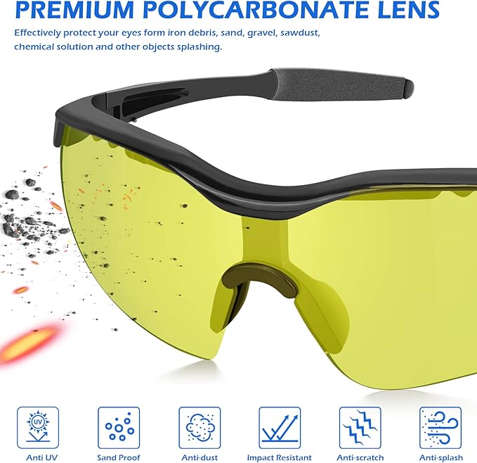 OXG 6 Pack Tinted Safety Glasses for Men Women, Safety Goggles ANSI Z87.1 Protective Eyewear Scratch Resistant Eye Protection