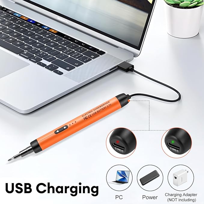 Dmyond Mini Electric Screwdriver Set, Small Cordless Electric Screwdriver, 38 S2 Preicison Bits, Precision Screwdriver Cordless Repair Tool for PC Electronic, Orange
