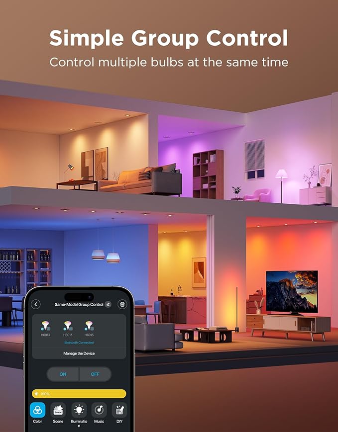 Govee BR30 Smart Light Bulbs, Works with Matter, Alexa and Google Assistant, LED Light Bulb, WiFi RGBWW Color Changing Flood Light Bulbs, Recessed Can Light Bulb, 2.4Ghz only, 850 Lumen, 6 Pack