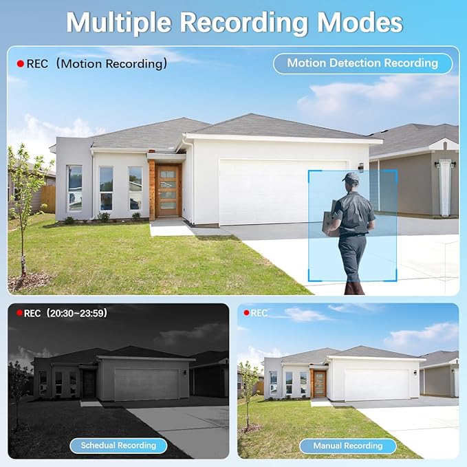 【Flashing LEDs Visual Alert】 Wired Security Camera System, CCTV Cameras with DVR Recorder, Home Video Surveillance Systems