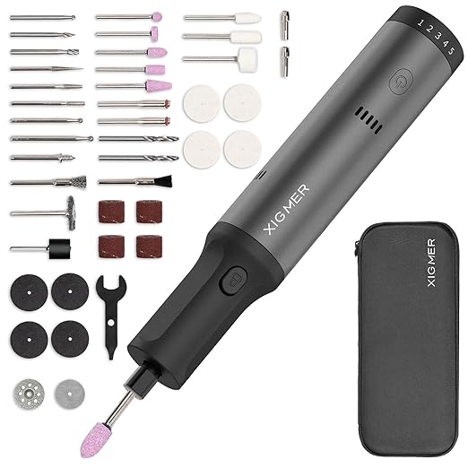 Cordless Rotary Tool Kit, 7.2V with Higher Torque, More Powerful, 5 Speeds 10000 to 28000 RPM, with 42 Accessories, Multi Purposes, Sanding, Polishing, Drilling, Etching, Engraving, DIY Crafts