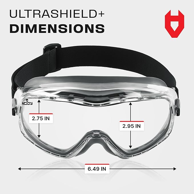 NoCry Anti Fog Safety Goggles for Men and Women with Premium Anti Scratch Coating - Vented Panoramic Lab Goggles; ANSI Z87 Certified Lab Safety Goggles, Eye Protection Goggles with Adjustable Headband