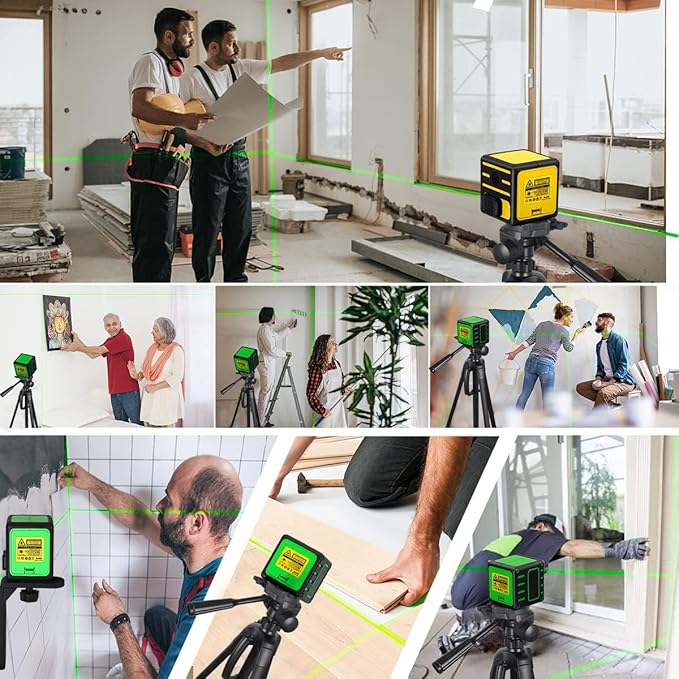 Laser level with Tripod Self Leveling, Cross Line Laser with Tilt Mode, 59 inch Tripod for Picture Hanging Construction Floor Tile Wall, 3 AAA Batteries Included