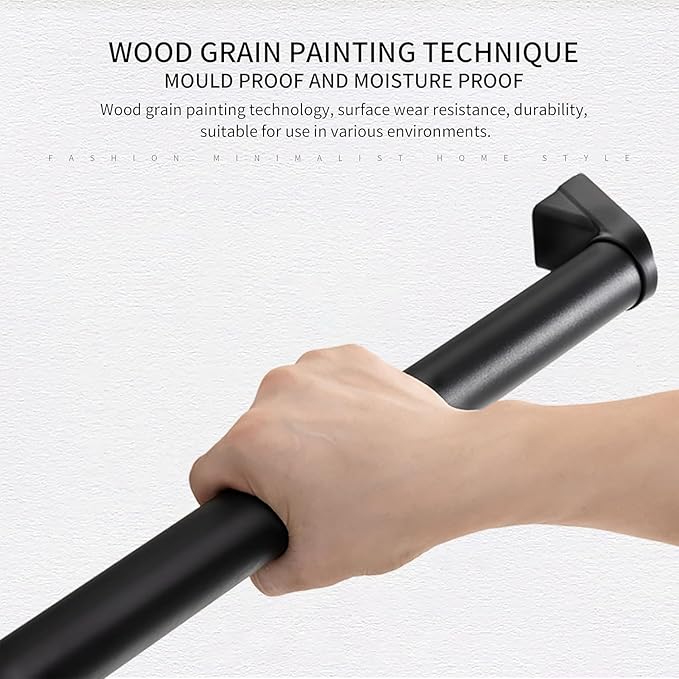 Handrails for Indoor Stairs,Railings,Stairs Handrail,Modern Aluminum Handrail Set, Wall Mounted,Matte Black Rust Free. (Matte Black, 5 FT- Two Joined Pieces)