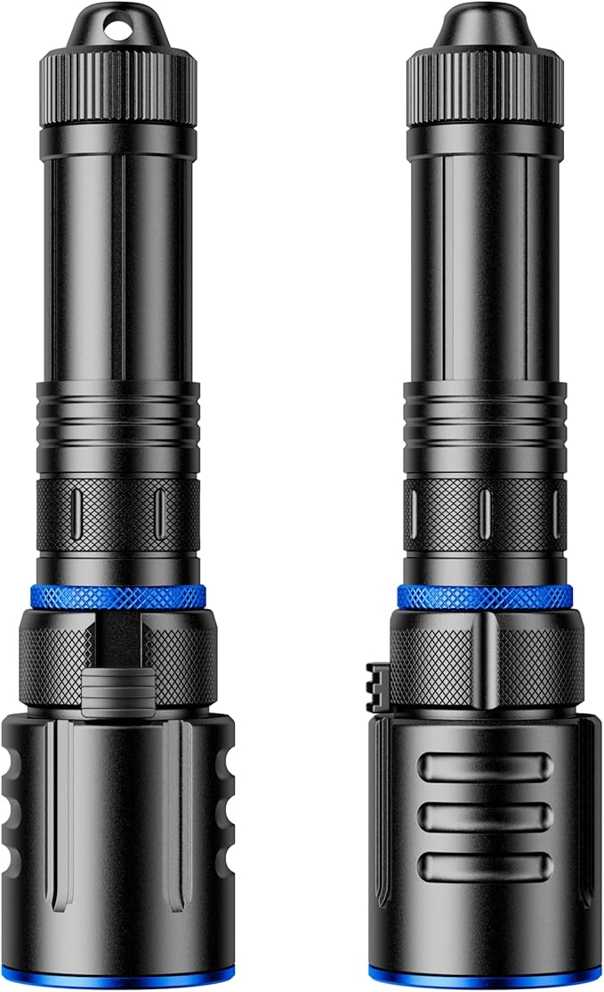 1000 Lumens Dive Light, Waterproof IPX8 100M, Rechargeable LED Flashlight with 11° Beam Angle, Underwater Scuba & Snorkeling Torch for Diving, Caving, and Emergency Use