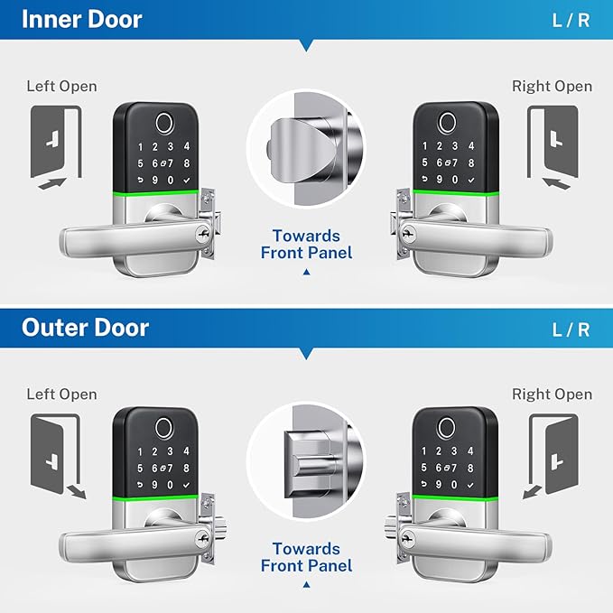 Keypad Smart Door Lock with Handle: Kucacci Keyless Entry Door Lock - Smart Lock for Front Door - Electronic Door Lock with Keypad for Exterior Door - Deadbolt Lever Alternative - Easy Installation