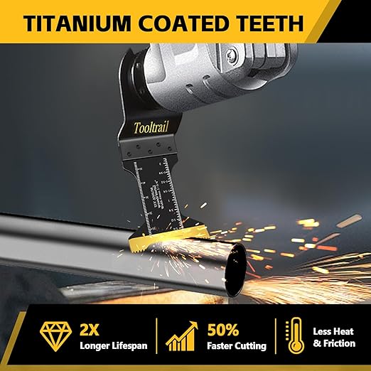 30 PCS Titanium Oscillating Tool Blades Metal Cutting,Universal Multi Tool Blades Kits for Metal Nails Wood and Plastic,Oscillating Saw Blades Fit Dewalt Ryobi Milwaukee Rockwell Fein