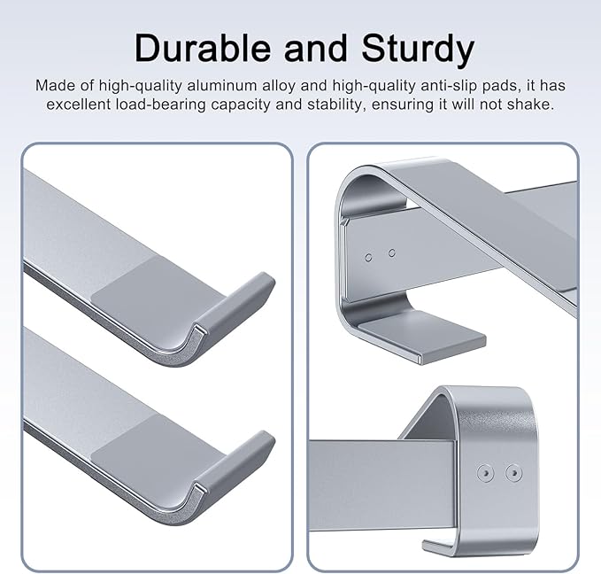 Laptop Stand for Desk, Aluminum Laptop Riser, Ergonomic Computer Stand Compatible with for MacBook Pro/Air, Dell, HP, Lenovo, 10-17.3'' (Silver)