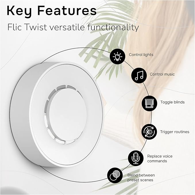 Flic Twist | Smart Home Controller | works with Matter, Alexa, SmartThings through any Flic Hub (White)
