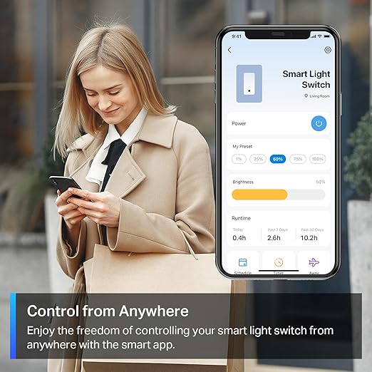 TP-Link Tapo Matter Smart Dimmer Switch, Single Pole, Neutral Wiring & 2.4 GHz WiFi Required, Compatible with Alexa, Siri, Google Home, Bixby, UL Certified Light Switch, (4-Pack)