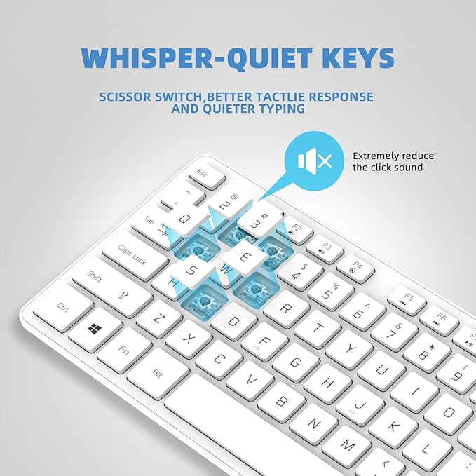 Wired USB Keyboard, Comfortable Quiet Chocolate Keys, Durable Ultra-Slim Wired Computer Keyboard(QWERTY) for PC, Windows 11/10/8/7/XP/Vista KB1430 - White