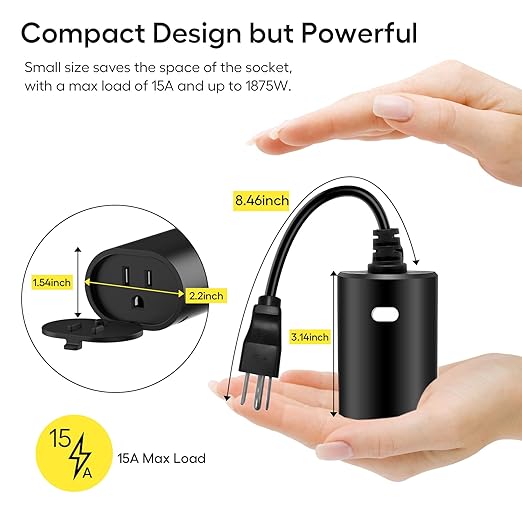 Minoston Zwave Outlet Plug, 800 Series Outdoor Z-Wave LR Smart Plug, On/Off Switch, Z Wave Hub Required, IP65 Weather-Resistant Waterproof, Built-in Repeater, Compatible with SmartThings Black (MP22Z)