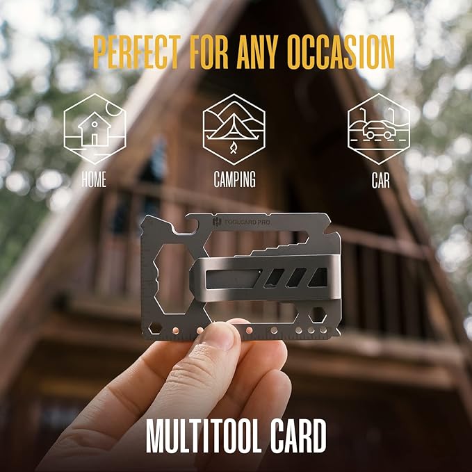 Multitool Card - Credit Card Multitool - Wallet Size Slim, Minimalist, Stainless Steel - Multipurpose Survival Card With Can Opener, Screwdrivers, Wrench, Ruler, Money clip by Hayvenhurst