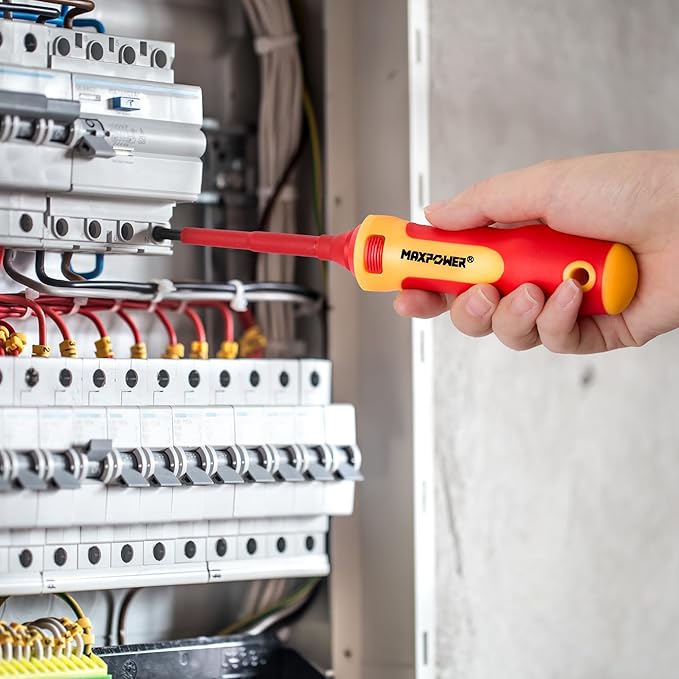 MAXPOWER Insulated Screwdriver Set, 7 In 1 Insulated Electrical Screwdrivers, Magnetic Tip Electrician Screwdriver Tool Kit Includes Phillips, Slotted and Torx Tips