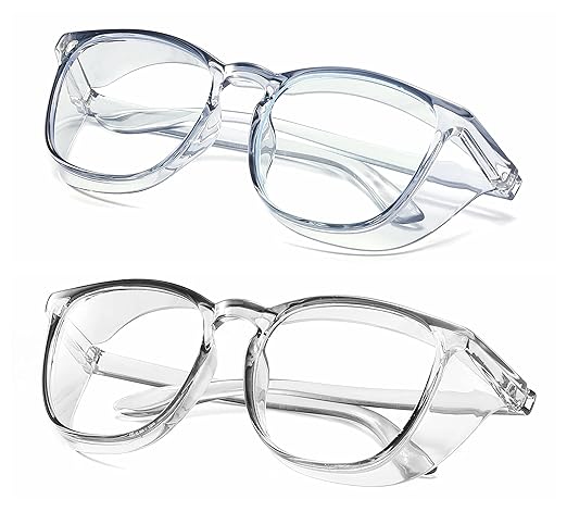 Alsenor Safety Glasses Anti Fog Goggles Protective Eyewear Blue Light Blocking Anti Dust UV Protection Glasses For Men Women (2 Pack (Blue + Grey))