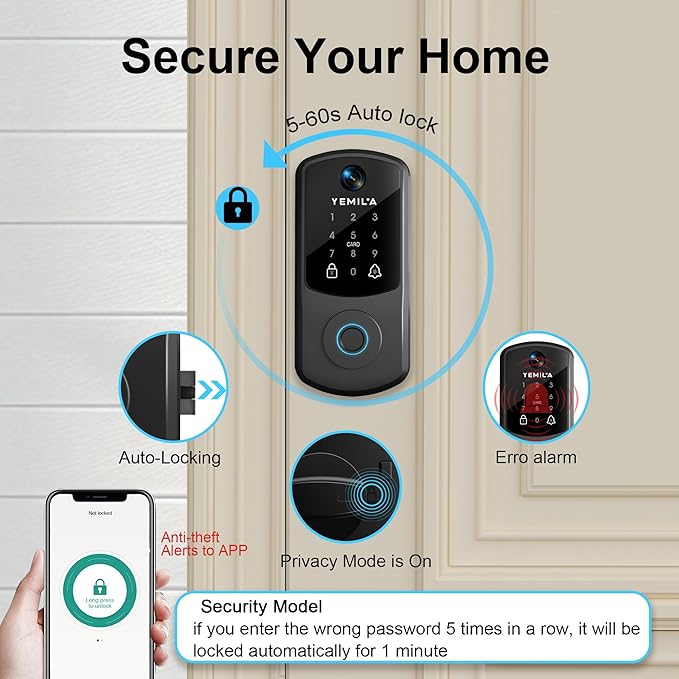 Smart Lock for Front Door: Keyless Entry Door Lock - Electronic Keypad for Exterior Door - Deadbolt Lever Alternative - Easy Installation
