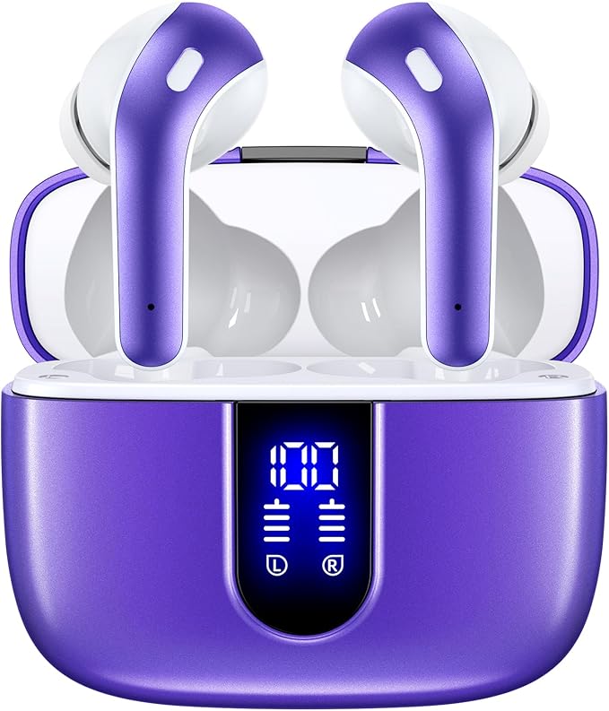 TAGRY 2 Sets X08 Forest Green and Phantom Purple Bluetooth Headphones True Wireless Earbuds 60H Playback Ear Buds with Wireless Charging Case in-Ear Earbuds with Mic
