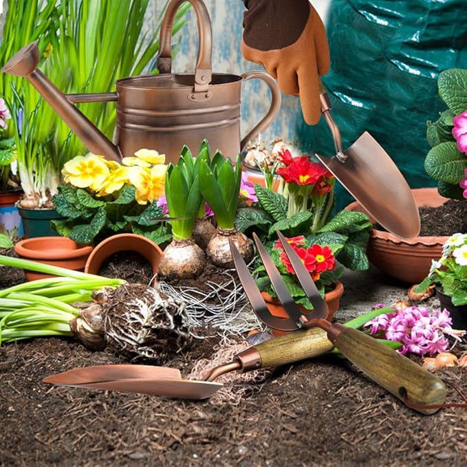 1 Gallon Galvanized Steel Watering Can with 3 Pcs of Garden Tools, 1 Pc of Pruning Shear, 1 Pair of Gardening Gloves,1 Pc of Garden Tools Organizer Tote