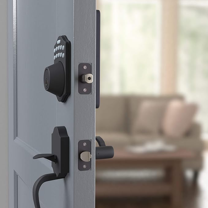 Amazon Basics Electronic Keypad Deadbolt Door Lock with Touch-Control Keyless Entry, Keyed Entry Option, Traditional, Matte Black, 1-Pack