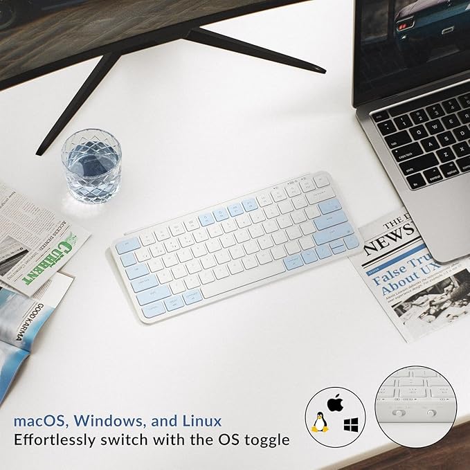 Keychron B1 Pro Ultra-Slim ZMK/Launcher Wireless Bluetooth 2.4 GHz/Wired Connection Keyboard for Mac Windows Linux - Retro Blue