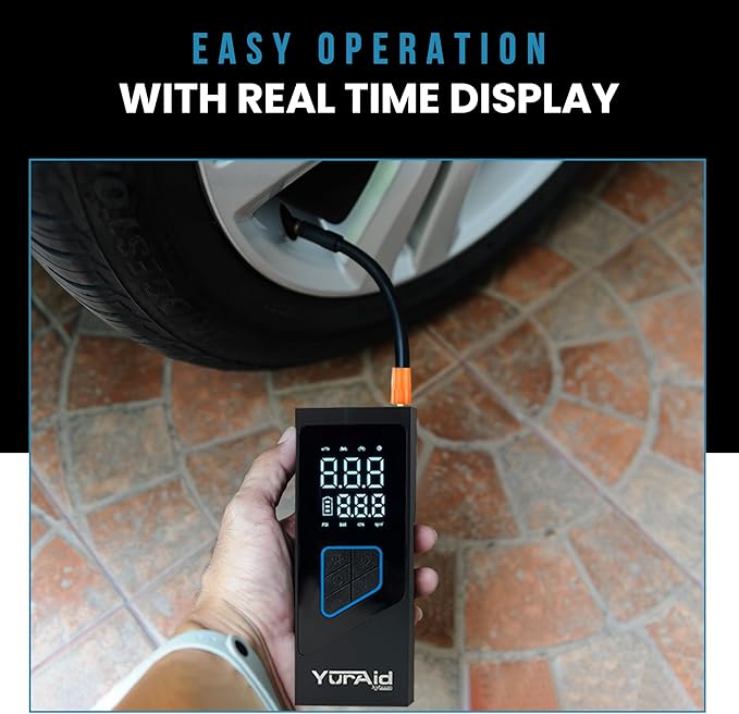 Premium Portable Tire Inflator for car 150PSI Wheel & Tire Air Compressors & Inflators Tires For Vehicles With Battery, Fast Electric & Digital Tire Pressure Pump Gauge For Car, Bike, Motorcycle