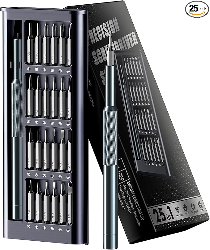25-in-1 Precision Screwdriver Set, Professional Mini Repair Tool Kit with Magnetic Drivers for Macbook, Laptop, Phone, Watch, Glasses, Ring Doorbell, Electronics, Small Gadget Gift for Men