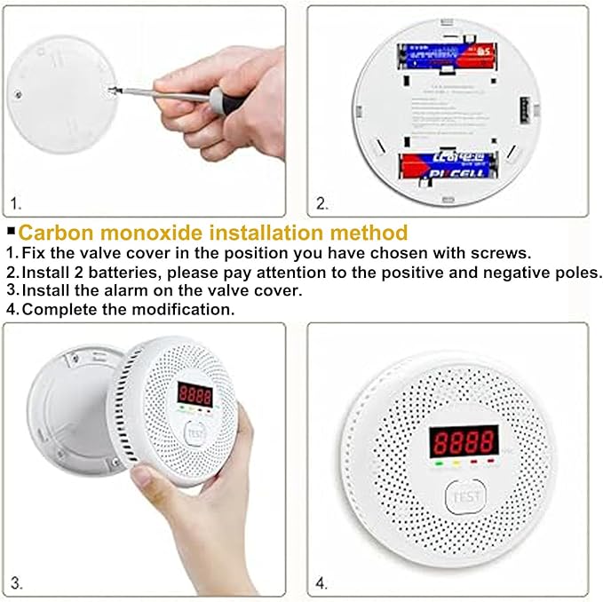 Carbon Monoxide and Smoke Detector LCD Display, Battery Powered, Dual sensors, 85dB Voice Alarm and Real-time Tracking, Suitable for Home/Kitchen/Bedroom/RV (Small Screen, 2Pack-CO&Smoke)