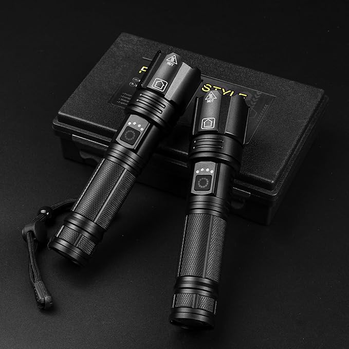 Rechargeable LED 90,000 Flashlights High Lumens, 2 Pack Super Bright Flash Light with 5 Modes, High Powered Handheld Flashlight for Home Camping Hiking Night Work