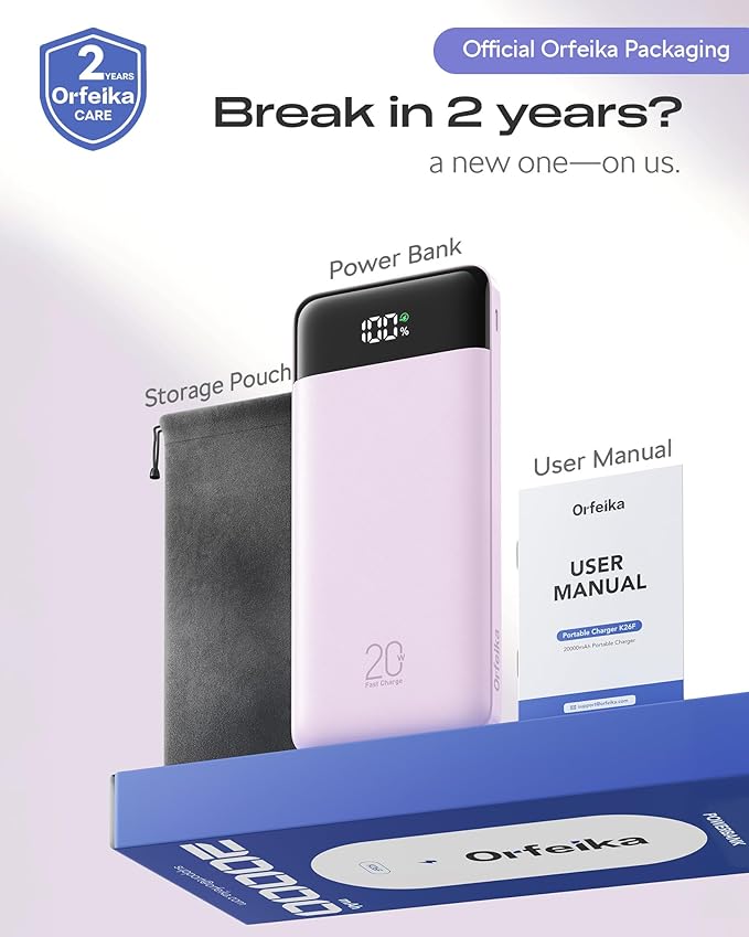 20000mAh Power Bank Fast Charging, Portable Charger with 4 Built-in Cables & 6 Outputs, 20W PD USB C Battery Pack Compatible with iPhone 16/15, Galaxy, Android, iPad & More (Travel Essential)