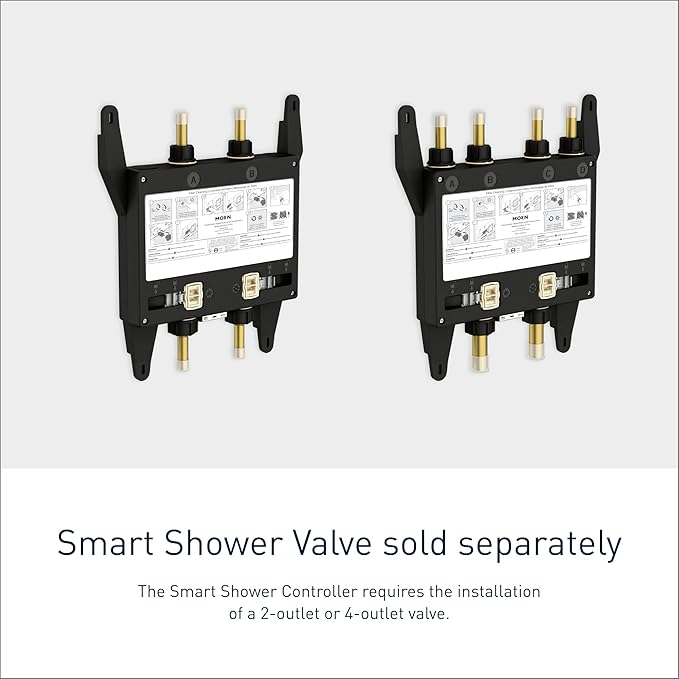 Moen Matte Black Smart Shower 2-Outlet Digital Shower Controller for Thermostatic Shower Valve, TS3302BL