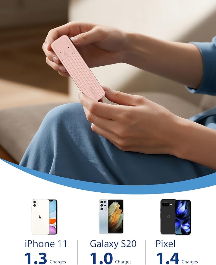 Miady 2-Pack Small Portable Charger, 5000mAh Battery Pack 3.45oz Lightweight Power Bank 5V/2.4A Output & 5V/2A Input Battery Pack Charger Mini Portable Phone Charger for iPhone, Samsung Galaxy etc