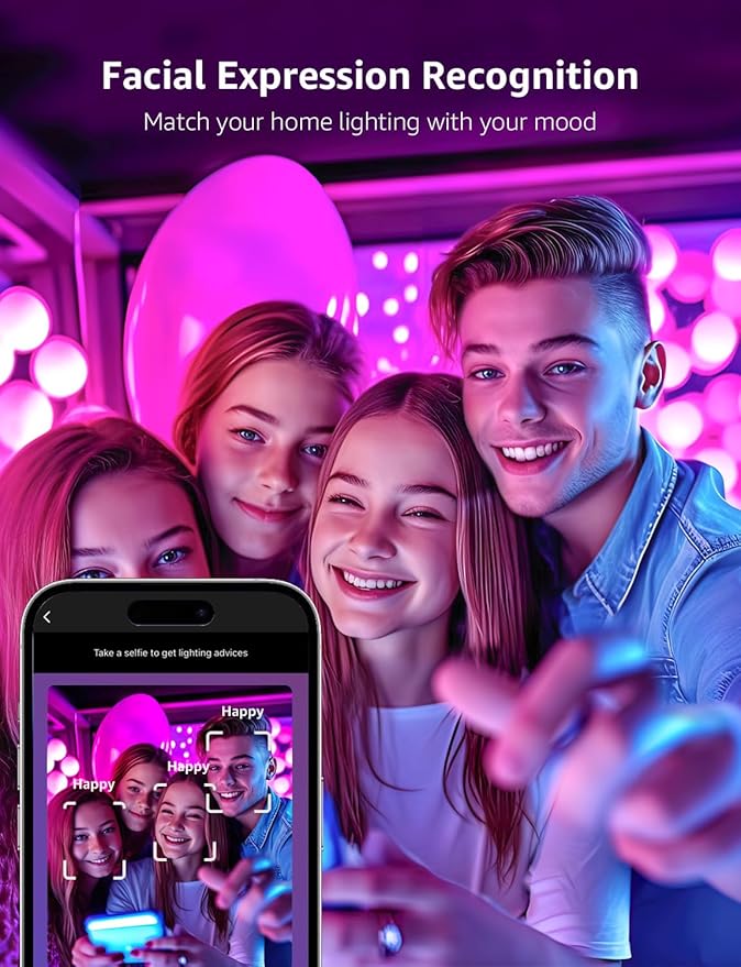 Lepro BR1 AI LED Smart Bulbs - AI Generated Lighting, LightGPM 2 with LLM, LightBeats Music Sync, Voice Control Via App, RGBWW Colors, Compatible with Alexa & Google Assistant, BR30 E26 8W, 4 Packs