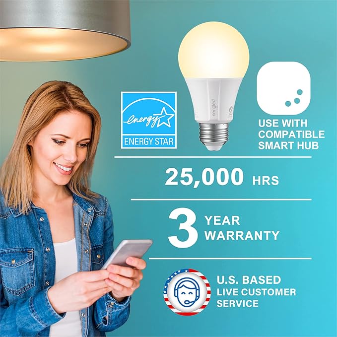 Sengled Zigbee Smart Light Bulbs, Smart Hub Required, Works with SmartThings and Echo with built-in Hub, Voice Control with Alexa and Google Home, Soft White 60W Eqv. A19 Alexa Light Bulb, 8 Pack