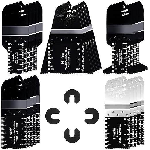 120 Pcs Oscillating Saw Blades Metal, Multitool Blades for Wood Plastics, Quick Release Oscillating Tool Blades fit Fein Multimaster Porter Cable Black Bosch Decker Dremel Ryobi Milwaukee