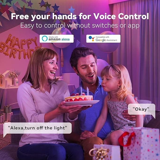 TJOY Smart WiFi Led Bulbs 9W(60W Equivalent), Compatible with Alexa&Google Assistant,Color Changing Light Bulb, A19 E26 800LM(2.4Ghz only),6 Pack