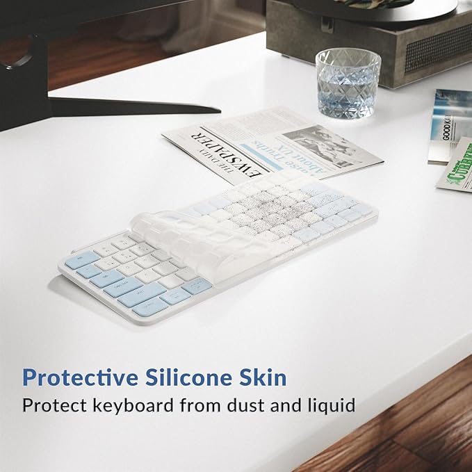 Keychron B1 Pro Ultra-Slim ZMK/Launcher Wireless Bluetooth 2.4 GHz/Wired Connection Keyboard for Mac Windows Linux - Retro Blue