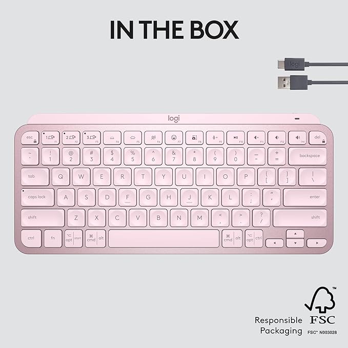 Logitech MX Keys S Wireless Keyboard, Low Profile, Fluid Precise Quiet Typing, Programmable Keys, Backlighting, Bluetooth, USB C Rechargeable, for Windows PC, Linux, Chrome, Mac - Rose